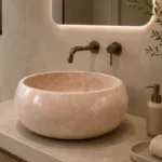 Vasque Ronde en Pierre Naturelle Marbre Biege N°P2516