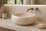 Vasque Ronde en Pierre Naturelle Marbre Creme N°D2501-1