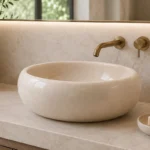 Vasque Ronde en Pierre Naturelle Marbre Creme N°D2501-1