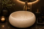 Vasque Ronde en Pierre Naturelle Marbre Creme N°D2502