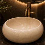 Vasque Ronde en Pierre Naturelle Marbre Creme N°D2502