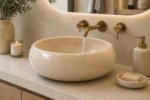 Vasque Ronde en Pierre Naturelle Marbre Creme N°D2504
