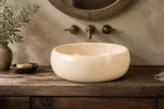 Vasque Ronde en Pierre Naturelle Marbre Creme N°D2505