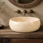 Vasque Ronde en Pierre Naturelle Marbre Creme N°D2505