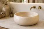 Vasque Ronde en Pierre Naturelle Marbre Creme N°D2507
