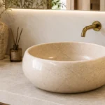 Vasque Ronde en Pierre Naturelle Marbre Creme N°D2507