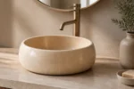 Vasque Ronde en Pierre Naturelle Marbre Creme N°D2508
