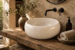 Vasque Ronde en Pierre Naturelle Marbre Creme N°D2512