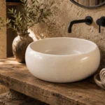Vasque Ronde en Pierre Naturelle Marbre Creme N°D2512