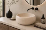 Vasque Ronde en Pierre Naturelle Marbre Creme N°D2514
