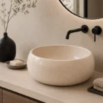 Vasque Ronde en Pierre Naturelle Marbre Creme N°D2514