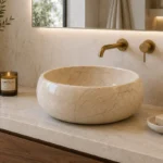 Vasque Ronde en Pierre Naturelle Marbre Creme N°D2515