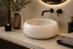 Vasque Ronde en Pierre Naturelle Marbre Creme N°D2517