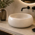 Vasque Ronde en Pierre Naturelle Marbre Creme N°D2517