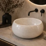 Vasque Ronde en Pierre Naturelle Marbre Creme N°D2518
