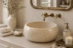 Vasque Ronde en Pierre Naturelle Marbre Creme N°D2520