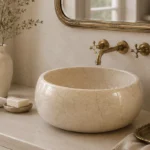 Vasque Ronde en Pierre Naturelle Marbre Creme N°D2520