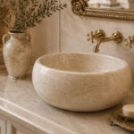 Vasque Ronde en Pierre Naturelle Marbre Creme N°D2521