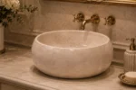Vasque Ronde en Pierre Naturelle Marbre Creme N°D2522