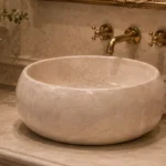 Vasque Ronde en Pierre Naturelle Marbre Creme N°D2522