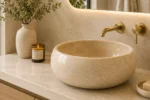 Vasque Ronde en Pierre Naturelle Marbre Creme N°D2524