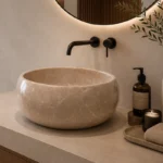 Vasque Ronde en Pierre Naturelle Marbre Gris Biege N°P2518