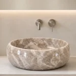 Vasque Ronde en Pierre Naturelle Marbre Gris Biege N°P2520