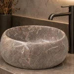 Vasque Ronde en Pierre Naturelle Marbre Gris N°P2501