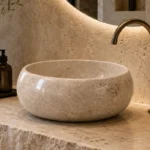 Vasque Ronde en Pierre Naturelle Marbre Gris N°P2502
