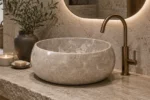 Vasque Ronde en Pierre Naturelle Marbre Gris N°P2504