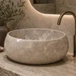 Vasque Ronde en Pierre Naturelle Marbre Gris N°P2504