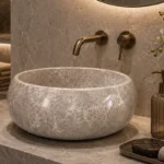 Vasque Ronde en Pierre Naturelle Marbre Gris N°P2512