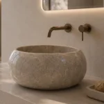 Vasque Ronde en Pierre Naturelle Marbre Gris N°P2525