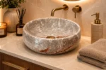Vasque Ronde en Pierre Naturelle Marbre Gris N°P72