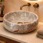 Vasque Ronde en Pierre Naturelle Marbre Gris N°P72