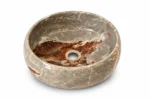 Vasque Ronde en Pierre Naturelle Marbre Gris N°P85 – Image 2