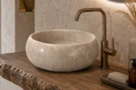 Vasque Ronde en Pierre Naturelle Marbre Light Gris N°P2508