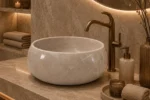 Vasque Ronde en Pierre Naturelle Marbre Light Gris N°P2513