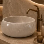 Vasque Ronde en Pierre Naturelle Marbre Light Gris N°P2513