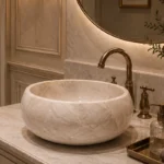 Vasque Ronde en Pierre Naturelle Marbre Light Gris N°P2515