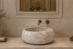 Vasque Ronde en Pierre Naturelle Marbre Light Gris N°P2529