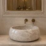 Vasque Ronde en Pierre Naturelle Marbre Light Gris N°P2529