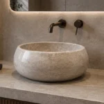 Vasque Ronde en Pierre Naturelle Marbre Light Gris N°P2535