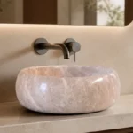 Vasque Ronde en Pierre Naturelle Marbre Rose Gris N°P2562