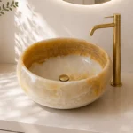 Vasque Ronde en Pierre Naturelle Onyx Blanc Miel N°24
