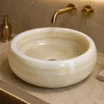 Vasque Ronde en Pierre Naturelle Onyx Blanc N°16