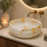 Vasque Ronde en Pierre Naturelle Onyx Blanc N°21