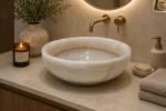 Vasque Ronde en Pierre Naturelle Onyx Blanc N°2510