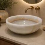 Vasque Ronde en Pierre Naturelle Onyx Blanc N°2510