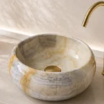 Vasque Ronde en Pierre Naturelle Onyx Bleu Miel N°2501